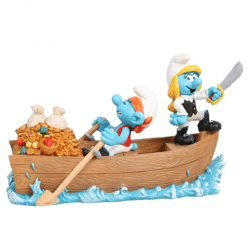 Smurfette and Smurf as water pirates - decorative figurine