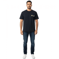 ROUGH. Herren T-Shirt mit großem Rücken-Print Kurzarm-Shirt Baumwoll-Shirt Schwarz