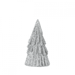 J-Line Weihnachtsbaum, silberfarben mit Glitzer, 12 cm