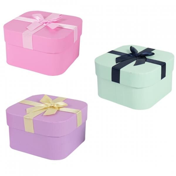 Geschenkbox 14 cm, 3er-Set, sortiert