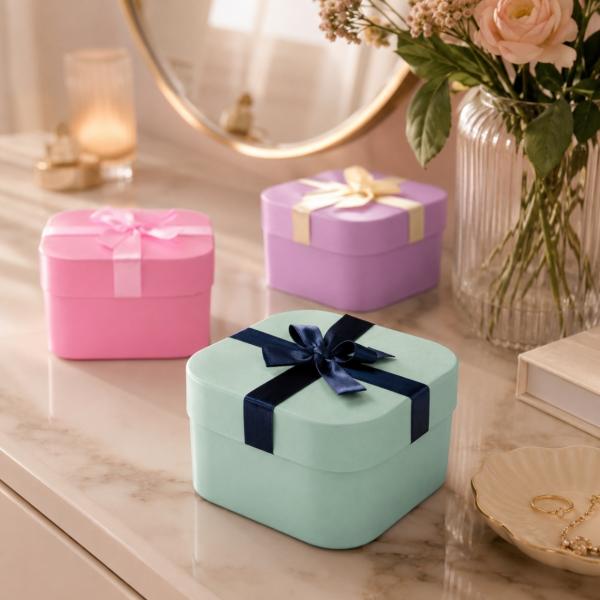 Geschenkbox 14 cm, 3er-Set, sortiert