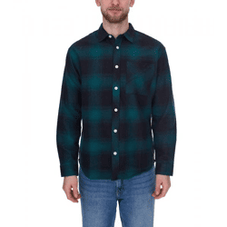 REDEFINED REBEL Herren Langarm-Hemd modisches Business-Shirt Baumwoll-Hemd im Karo-Muster Dunkelblau/Schwarz