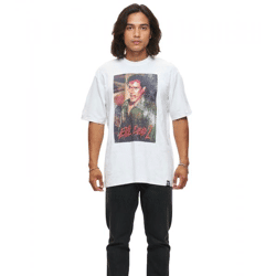RE:COVERED X Studio Canal Herren T-Shirt EVIL DEAD 2 Baumwoll-Shirt mit großem Print Rundhals-Shirt RCSTC127 Weiß