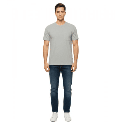 11 PROJECT Otto Herren Baumwoll-Shirt T-Shirt schlichtes Sommer-Shirt mit Brusttasche 20716238 ME 200274 Grau 