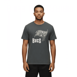 RE:COVERED X NFL Tampa Bay Buccaneers  Herren T-Shirt mit Logo-Print Baumwoll-Shirt Rundhals-Shirt RCNFL1317C Grau