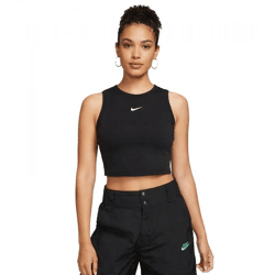 NIKE Sportswear Essentials Damen Crop-Top Tank-Top mit Swoosh-Logo Sport-Shirt FB8279-0100 Schwarz