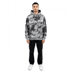 Lässiger Herren-Hoodie im angesagten Batik-Look mit auffälligem Print und lässigem Schnitt 19112 Anthrazit