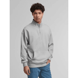 bequemes DEF Herren Sweatshirt Reißverschluss Rippbündchen mit Baumwolle Grau