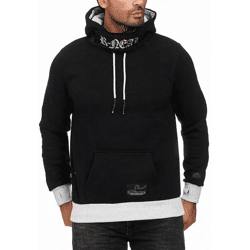 Markanter Kapuzen-Pullover für Herren mit modernem Schnitt Hoodie Sweater 9325 Schwarz