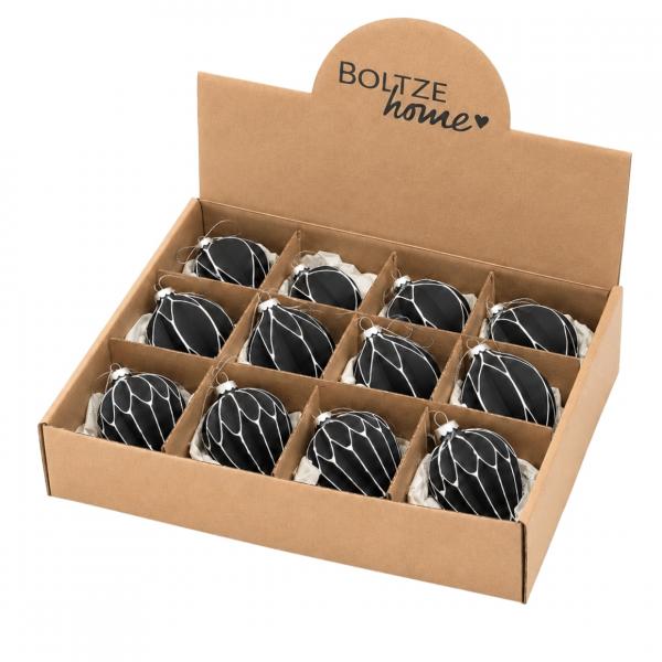 Boltze Weihnachtskugel Grapho 11,5 cm, 3er-Set, sortiert