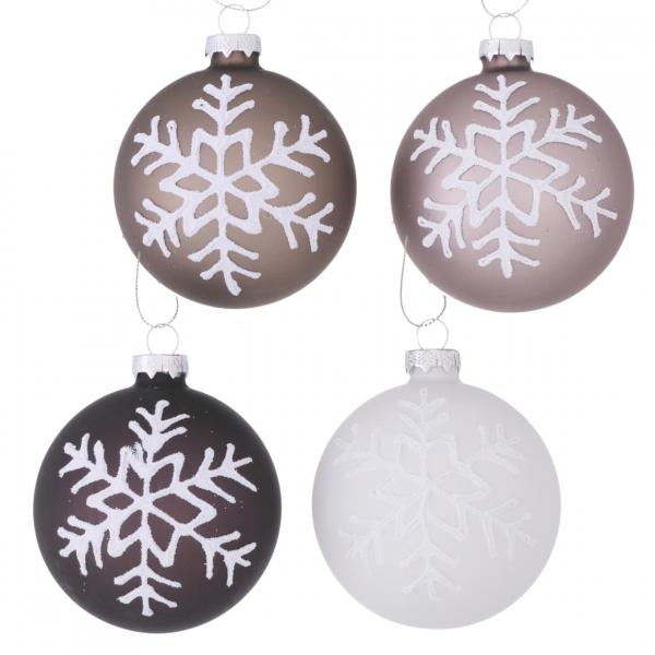 Boltze Weihnachtskugel Floka 8 cm, 4er-Set, gemischt