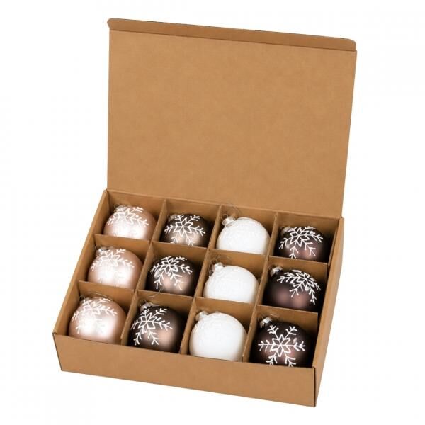 Boltze Weihnachtskugel Floka 8 cm, 4er-Set, gemischt