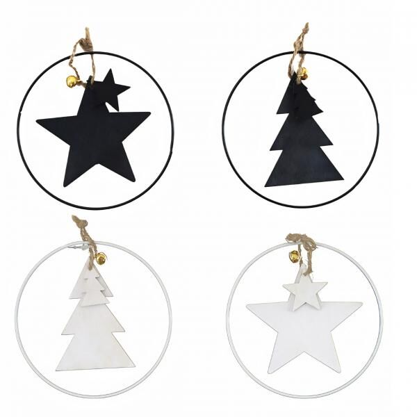 Stern Fabrik Weihnachtsanhänger, Ring, 12 cm, 4er-Set, sortiert