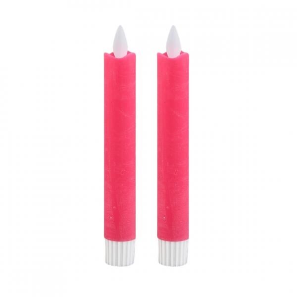 PTMD LED-Tischkerze, batteriebetrieben, leuchtend pink, 2,2 x 16 cm, 2er-Set