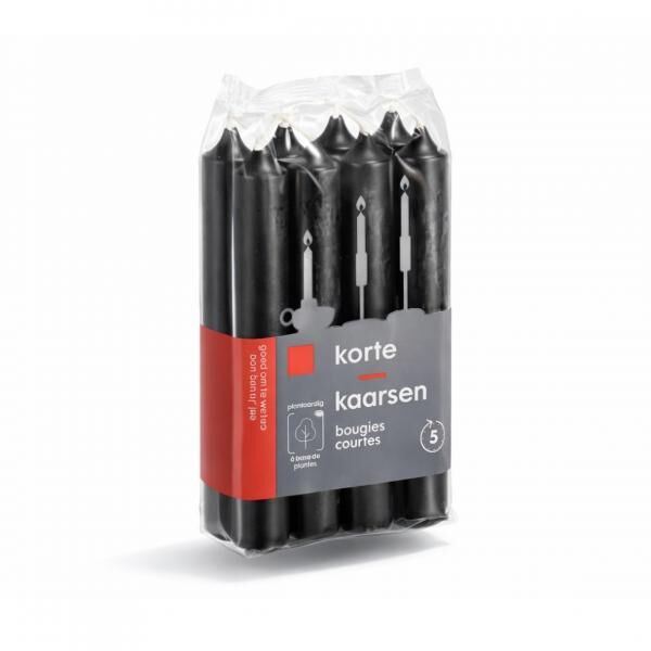 (R) Tafelkerze schwarz 2 x 17 cm 8er Set