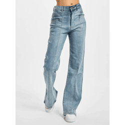 stylische Urban Classics Damen Jeans Straight Fit Stretch Reißverschluss mit Baumwolle Blau