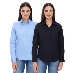 ELEVATE Hamell Long-Sleeve Shirt, Simple Women's Blouse, Poplin Blouse, Light Blue or Black