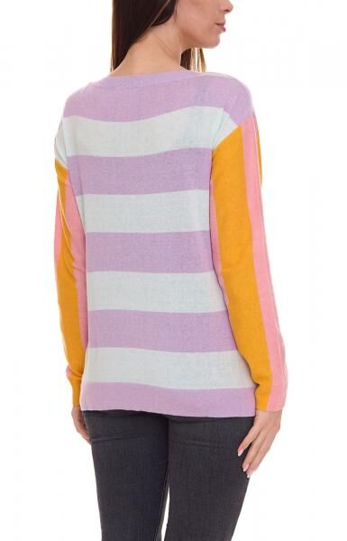 Aniston CASUAL Pullover stylischer Damen Strick-Pullover im Colourblock-Look 51008313 Violett/Bunt