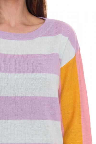 Aniston CASUAL Pullover stylischer Damen Strick-Pullover im Colourblock-Look 51008313 Violett/Bunt