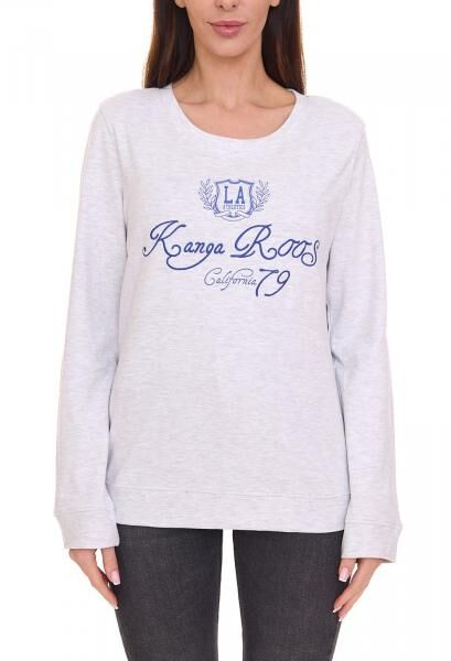 KangaROOS Damen Pullover modisches Sweat-Shirt mit Logo-Print auf der Front 47524269 Hellgrau