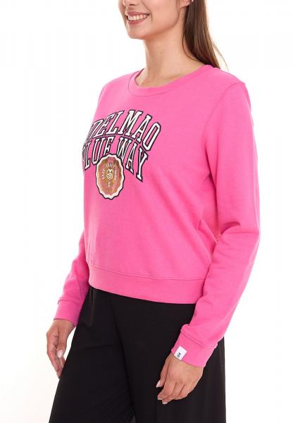 DELMAO Cropped Sweater verk&uuml;rzt geschnittener Damen Baumwoll-Pullover 42556633 Pink