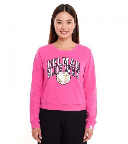 DELMAO Cropped Sweater verk&uuml;rzt geschnittener Damen Baumwoll-Pullover 42556633 Pink