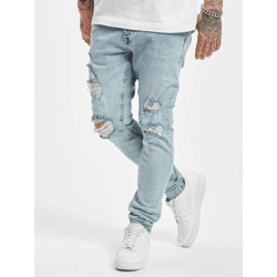 lässige 2Y Premium Herren Jeans Skinny Fit Stretch Reißverschluss mit Baumwolle Blau