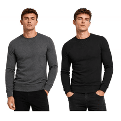 lässiges Merchcode Herren Sweatshirt Baumwoll-Pullover Rundhlas-Sweater 210 g/m² in Anthrazit und Schwarz