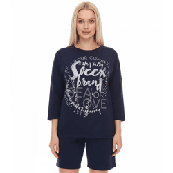 SOCCX by Carina Damen Oversized Sweatshirt mit Rundhals-Ausschnitt Alltags-Pulli SCU-2100-3772 Blau