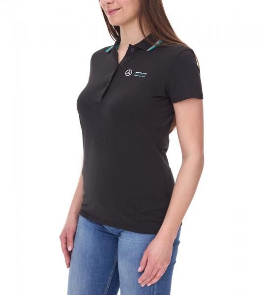 Mercedes-Benz AMG Petronas F1 MAPF1 Polo Damen Baumwoll-Shirt Polo-Shirt mit Team-Logos und farblichen Akzenten Kurzarm-Shirt 701222289 001