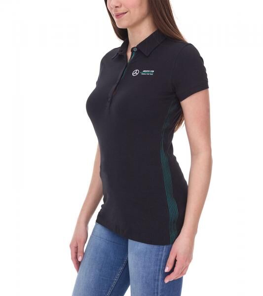 Mercedes-Benz AMG Petronas F1 MAPF1 Classic-Polo Damen Baumwoll-Shirt Polo-Shirt mit Team-Logos Kurzarm-Shirt 701202236 001 Schwarz