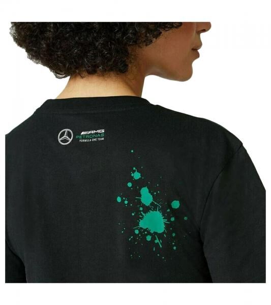 Mercedes-Benz AMG Petronas F1 George Damen T-Shirt mit George Russel Schriftzug 63 Baumwoll-Shirt 701220867 001 Schwarz