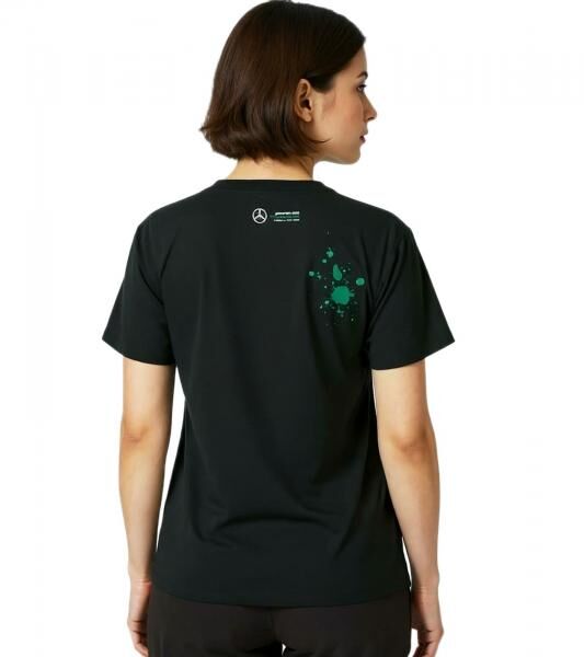 Mercedes-Benz AMG Petronas F1 George Damen T-Shirt mit George Russel Schriftzug 63 Baumwoll-Shirt 701220867 001 Schwarz