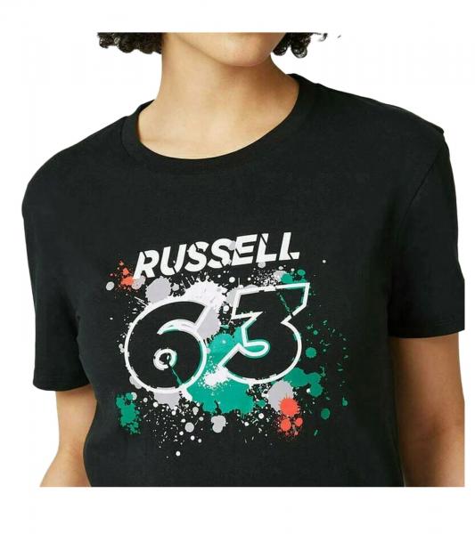 Mercedes-Benz AMG Petronas F1 George Damen T-Shirt mit George Russel Schriftzug 63 Baumwoll-Shirt 701220867 001 Schwarz