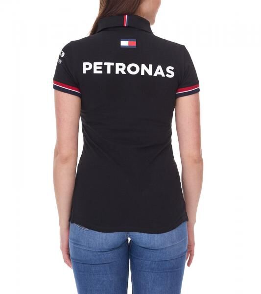 Mercedes-Benz AMG Petronas F1 MAPF1 Damen Baumwoll-Shirt Polo-Shirt mit Team- und Sponsoren-Logos Kurzarm-Shirt 701219231 001 Schwarz