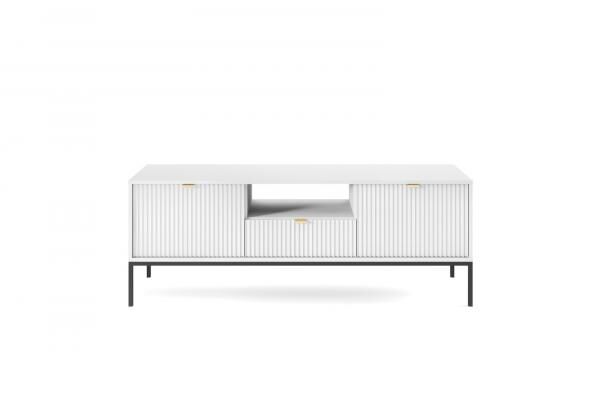 TV-Lowboard Delicious 2 weiss mit goldenen Griffen, Glamour-Stil
