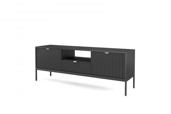 TV-Lowboard Delicious 2 schwarz mit goldenen Griffen, Glamour-Stil