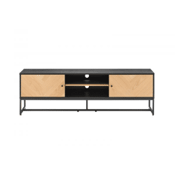 TV-Lowboard Clar 160 cm, Eichedekor mit schwarzem Metall, modern