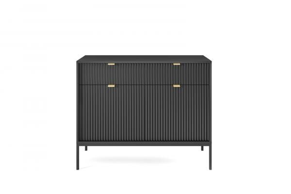 Kommode Delicious 2 schwarz mit goldenen Details, Glamour-Stil