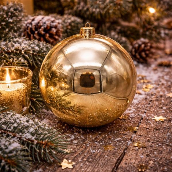 Stern Fabrik Weihnachtskugel, glänzend, champagnerfarben, 14 cm