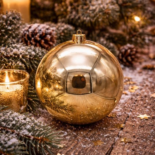Stern Fabrik Weihnachtskugel, glänzend, champagnerfarben, 12 cm