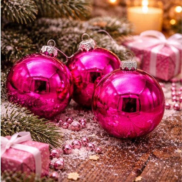 Stern Fabrik Weihnachtskugel, glänzend fuchsia, 10 cm