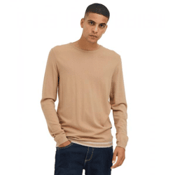 Classic BLEND Men's Fine-Knit Crew-Neck Sweater 20717260-161315 Beige