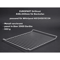 EUROPART Grillrost 448x340 mm wie Whirlpool 481245819334 GRD001 Backofen Herd Ersatzrost verchromt