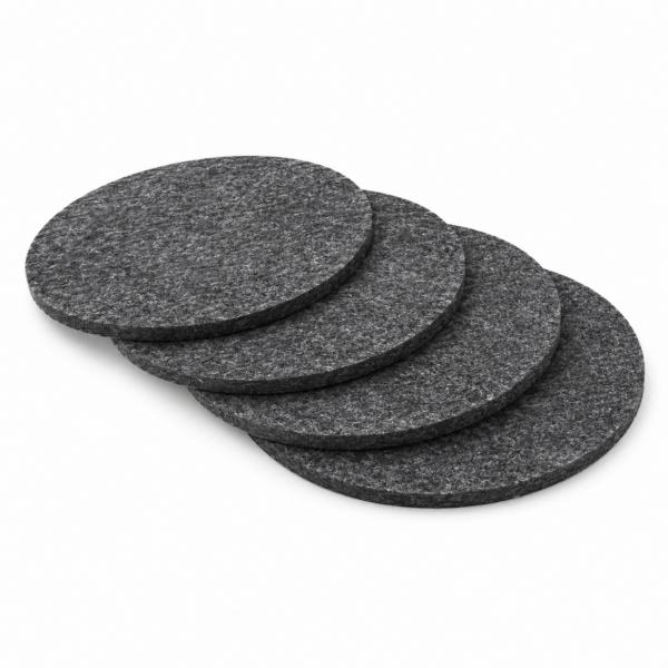 Untersetzer aus Filz, grau, 10 cm, 2er-Set, 4 Stück