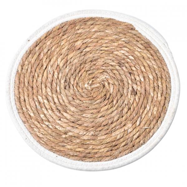 Placemat Bohemian riet naturel wit 29 cm