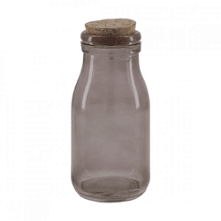 Flasche mit Korken Rauchglas grau 12,5 cm