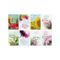 Birthday card flowers and text - 100 pieces - 8 motifs - 11.5 x 17.5 cm