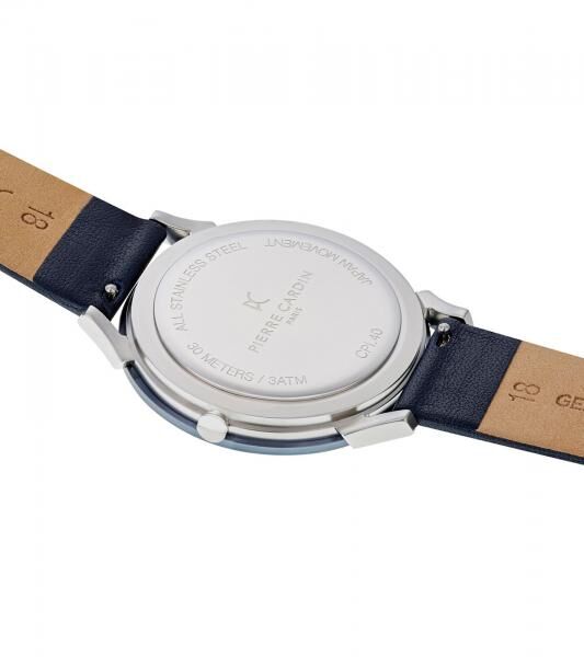 Pierre Cardin Herren Armband-Uhr analoge Quarz-Uhr mit Leder-Armband 3ATM 40mm CPI.2017 Dunkelblau/Silber