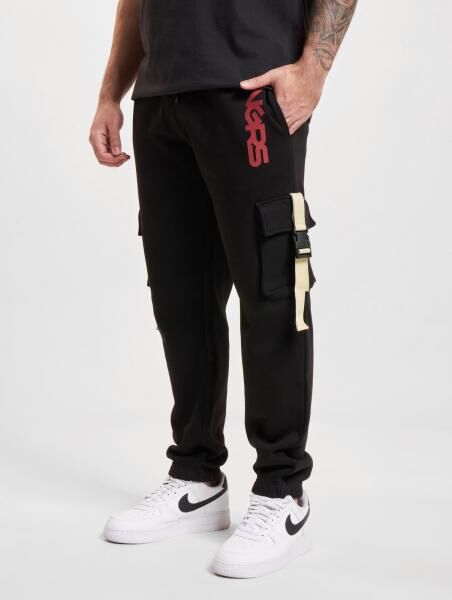 vielseitige Dangerous DNGRS Herren Hose Taschen Rippb&uuml;ndchen Schwarz